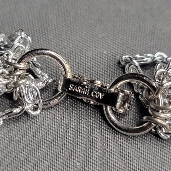 Sarah Coventry Womens Multi Strand Silver Tone Metal Scroll Chain Necklace 15 in - Picture 5 of 6